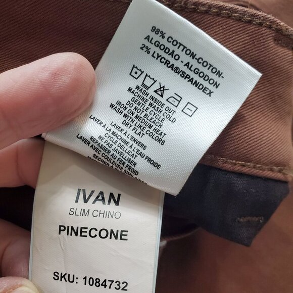 DL1961 Men's Pinecone Ivan Chino Pants Slim Fit Straight Leg Size 33X32 (C-2) - Picture 9 of 11